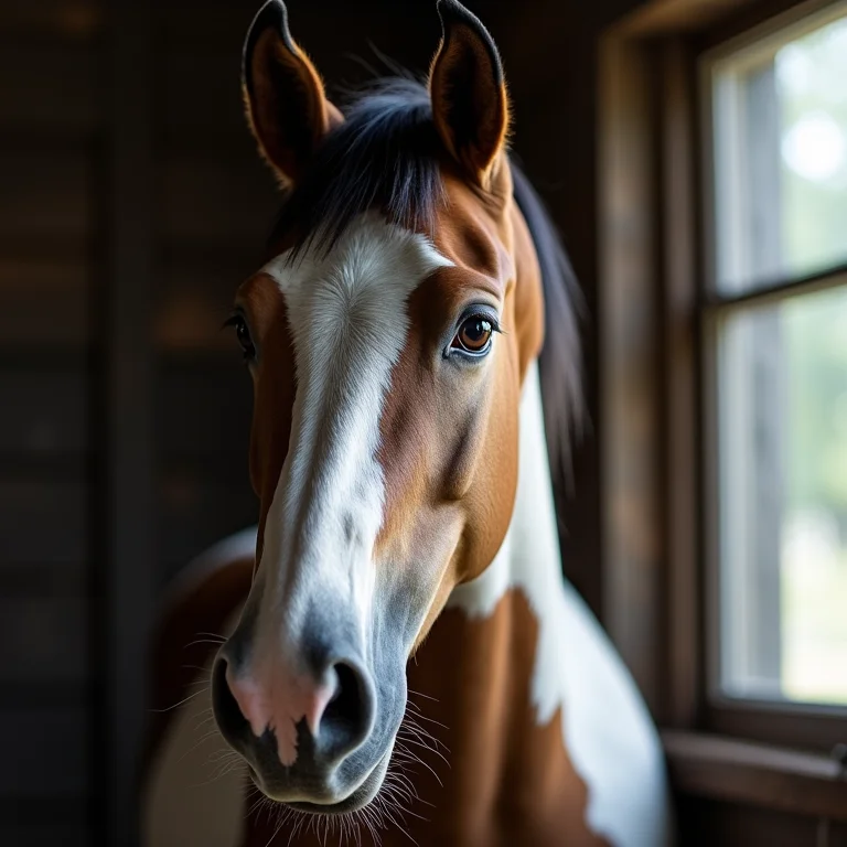 Close de um cavalo Appaloosa calmo e gentil