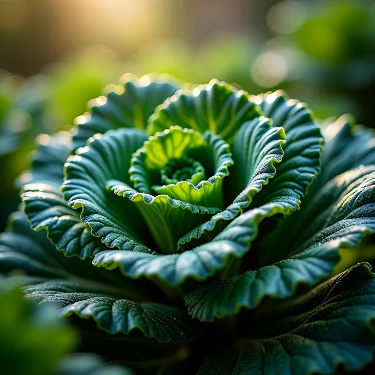 Close-up de folhas de couve verde vibrante.