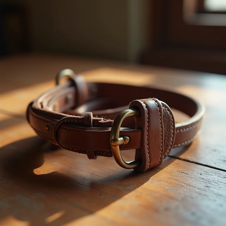 Close up de uma cabeçada de couro para cavalos.