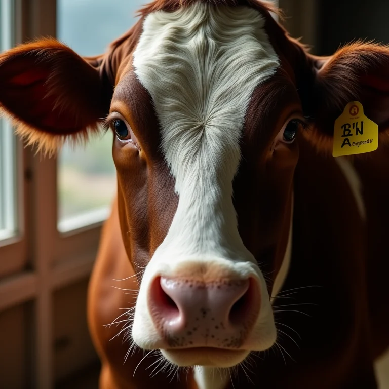 Close up do rosto de uma vaca Girolando