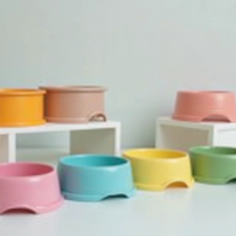 Coleção de bebedouros de plástico coloridos para pets