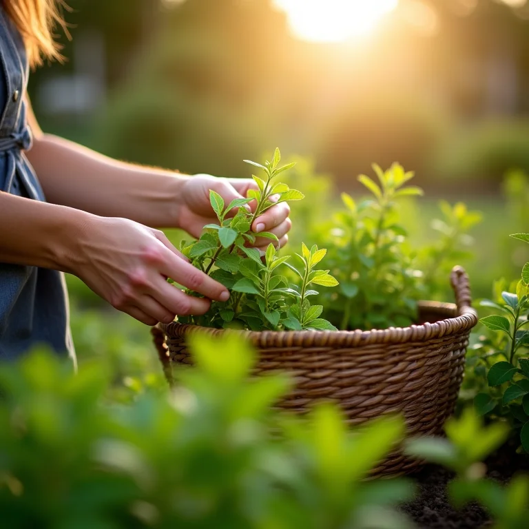 Colhendo orégano fresco para auxiliar no emagrecimento