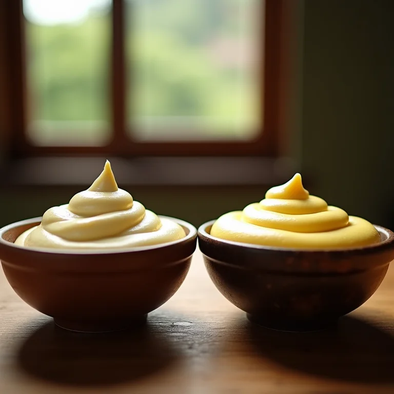 Comparação entre creme de confeiteiro e creme de leite fresco.