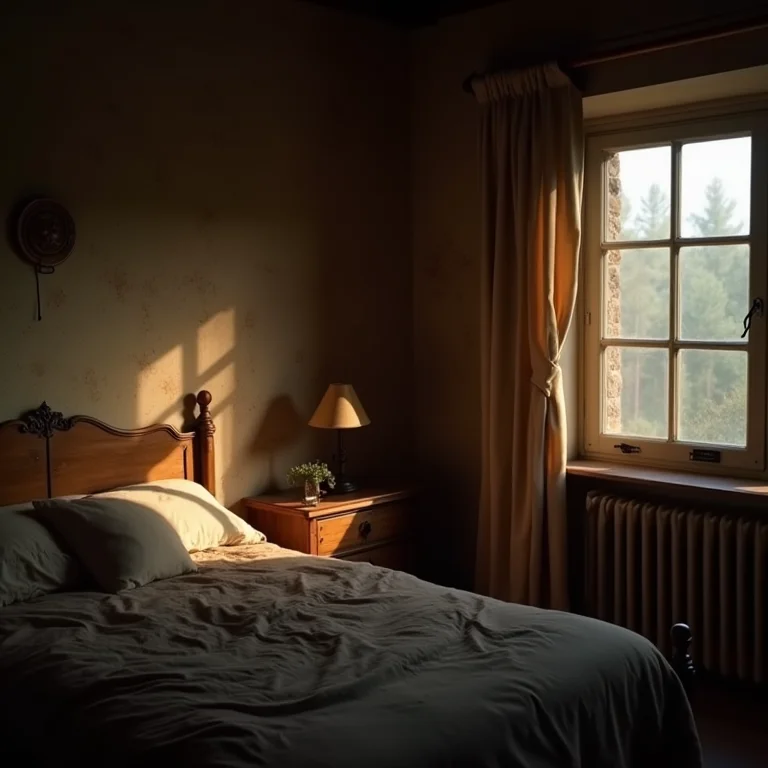 Comparativo de iluminação inadequada e adequada em quarto rústico.