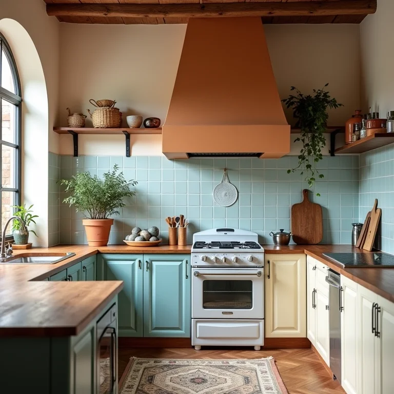 Cores que valorizam a cozinha rústica.