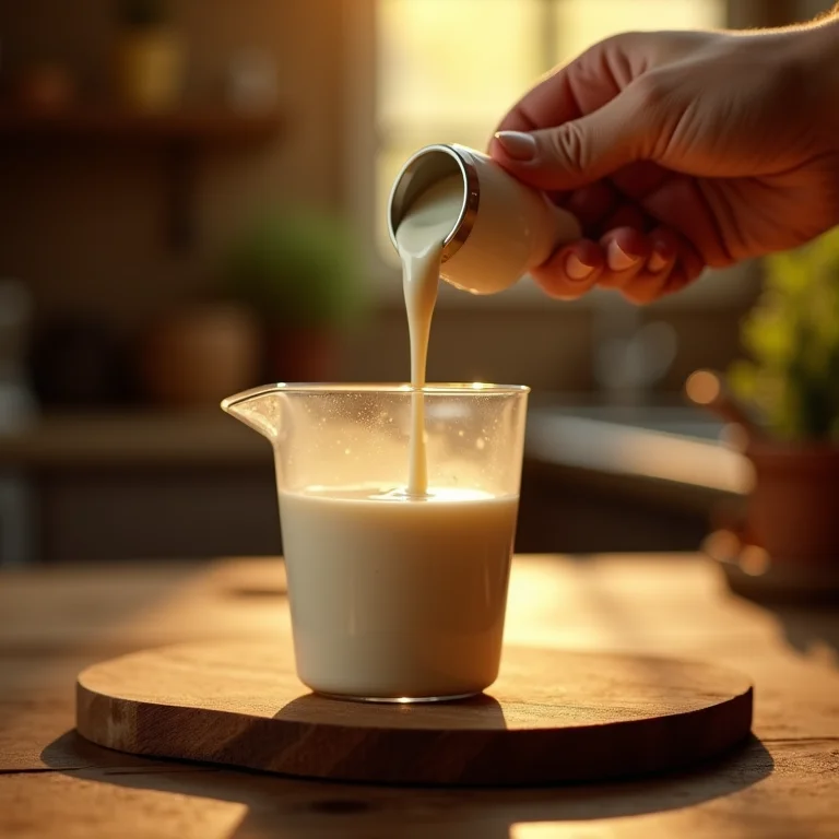 Creme fresco sendo medido para a torta