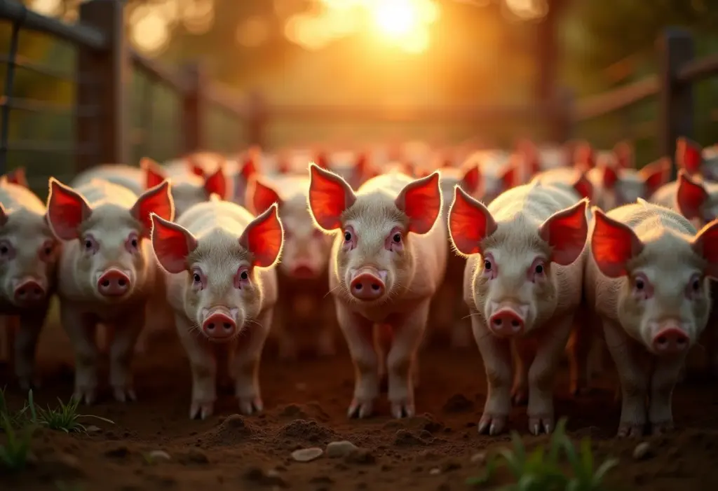 Criação de porcos em ambiente espaçoso e limpo