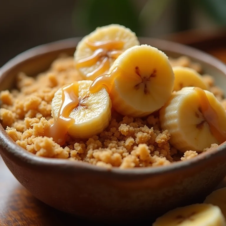 Crumble de banana com doce de leite