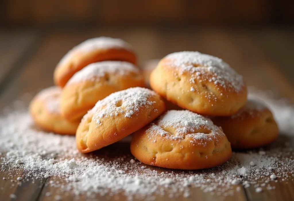 Cueca virada polvilhada com açúcar em mesa rústica