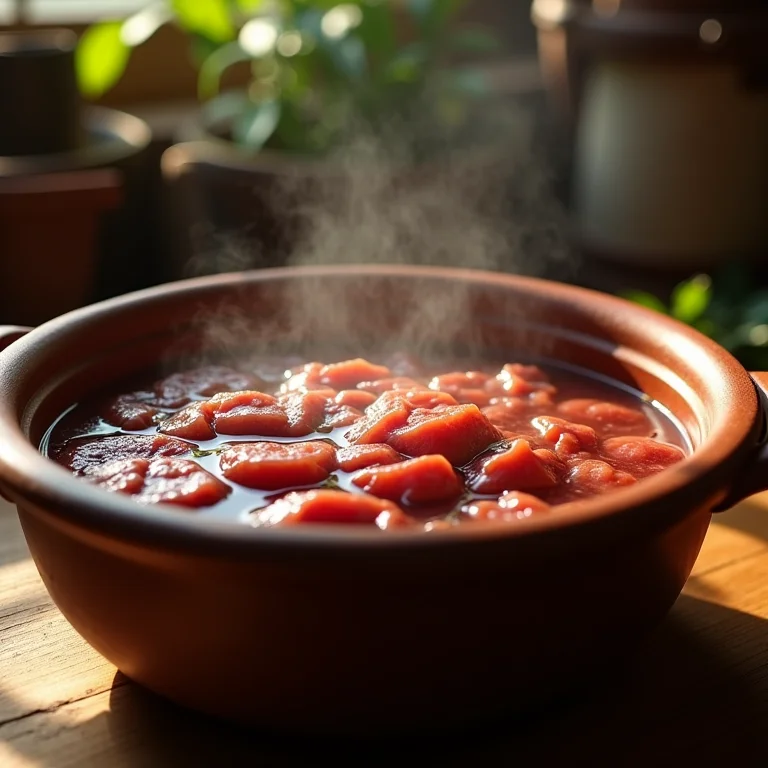 Dessalgando a carne seca em panela de barro