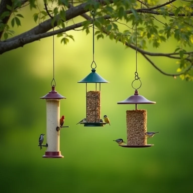 Diferentes modelos de comedouros para pássaros