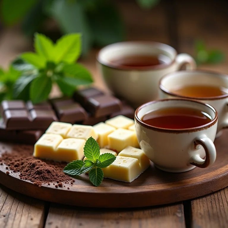 Diferentes tipos de chocolate para chá de menta.