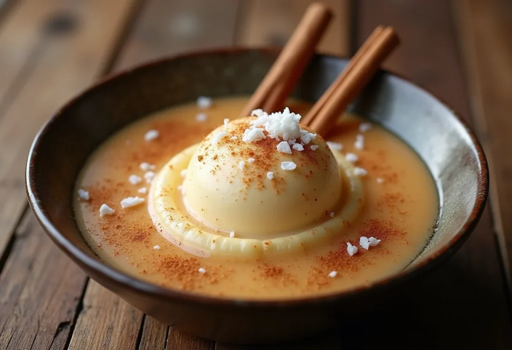 Doce de abóbora com coco cremoso em tigela rústica