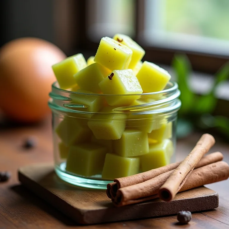 Doce de mamão verde aromatizado com especiarias.