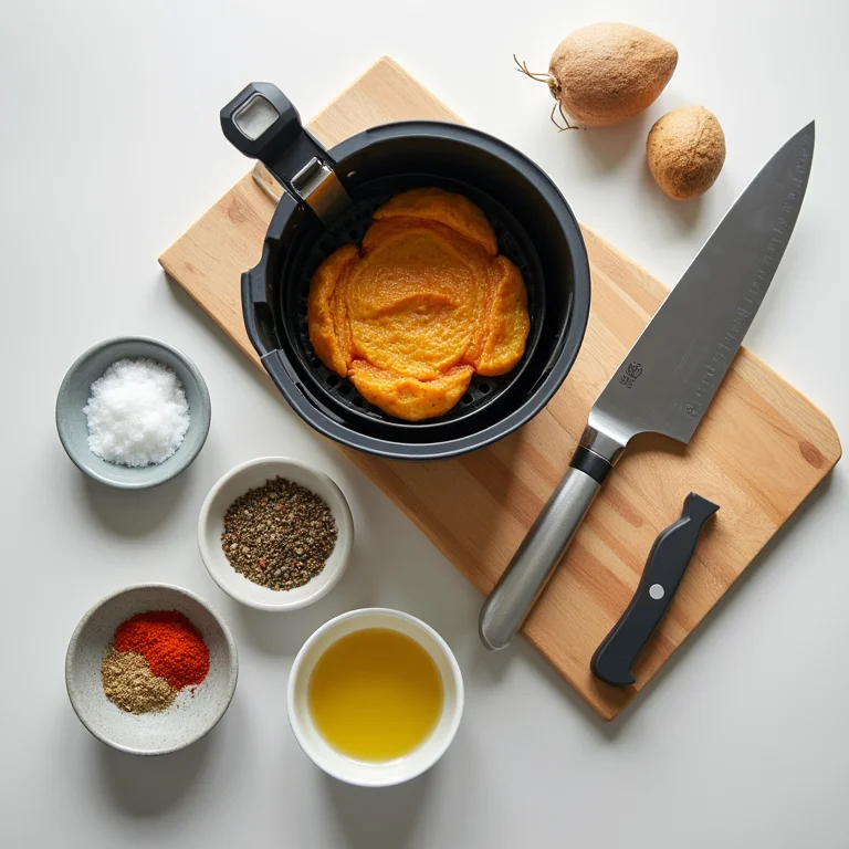 Equipamentos e ingredientes essenciais para preparar torresmo na airfryer.