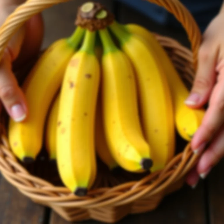 Escolhendo a banana ideal para flambar.