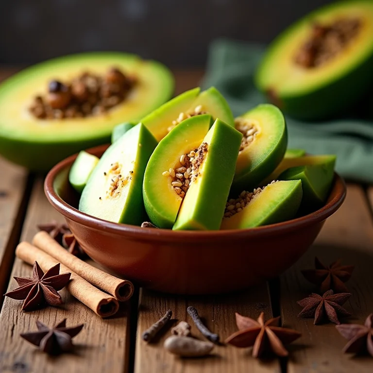 Especiarias para o doce de mamão: canela, cravo e erva-doce