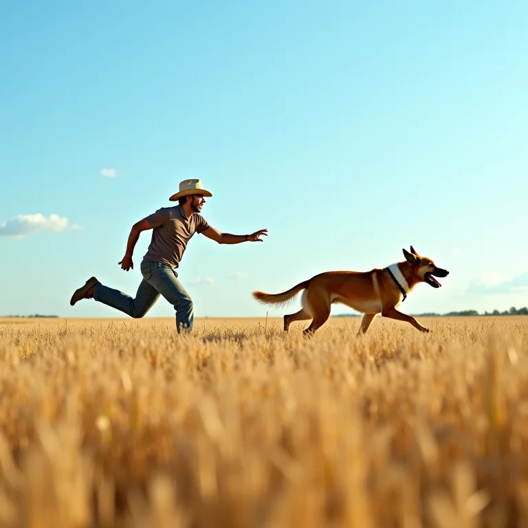 Estilo de vida ativo com cão na roça