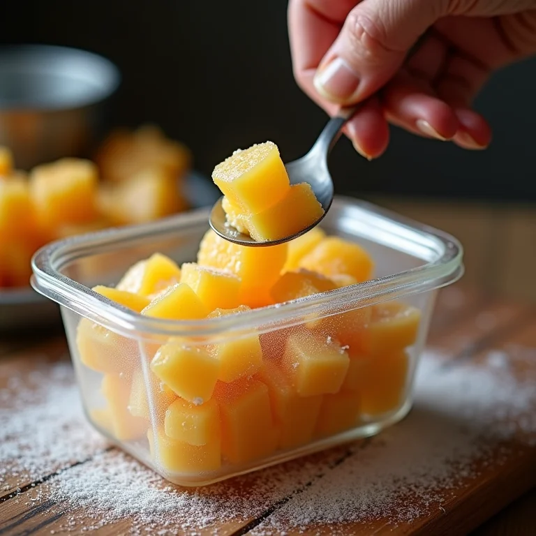Feijão tropeiro sendo congelado.