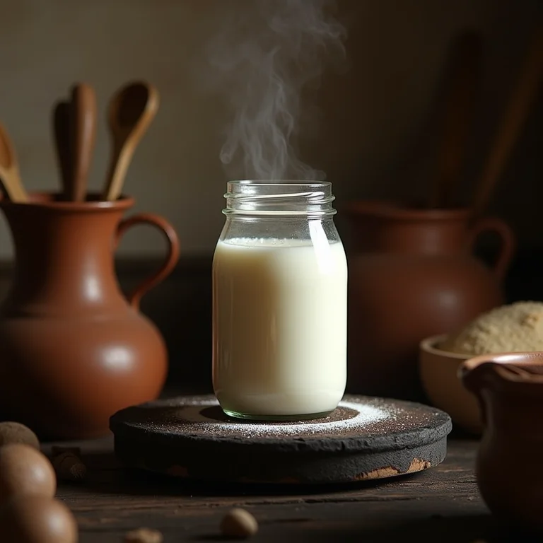 Fervendo o leite após a ordenha manual.