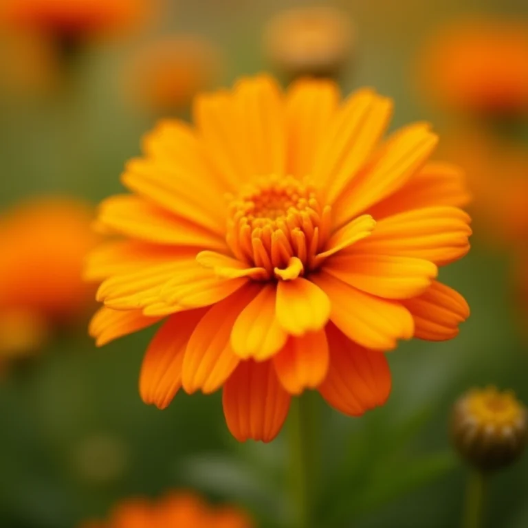 Flores de calêndula laranja vibrantes em close-up