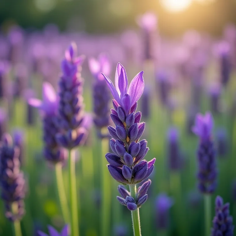 Flores de lavanda vibrantes em um jardim ensolarado