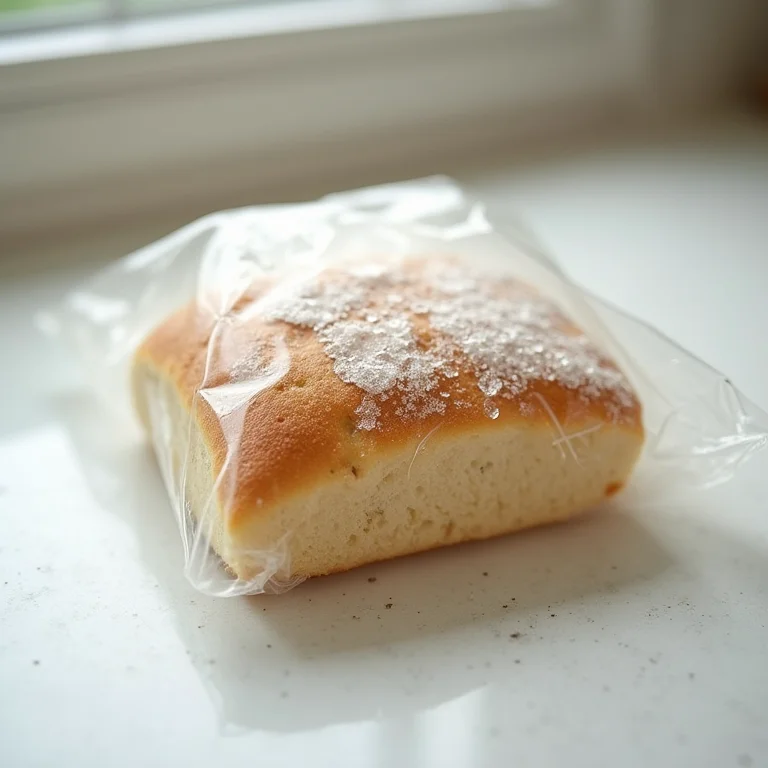 Focaccia congelada em saco plástico transparente