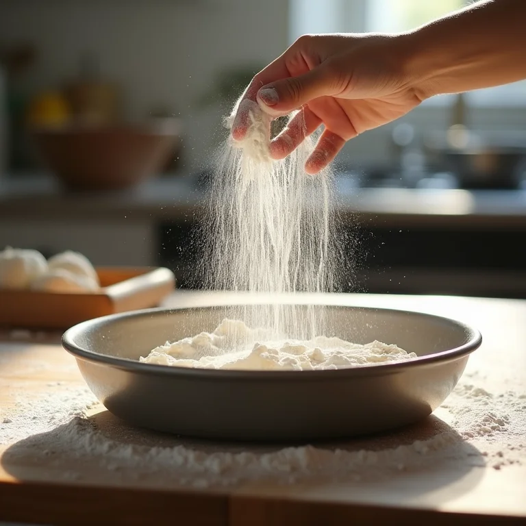 Forma de bolo untada e enfarinhada