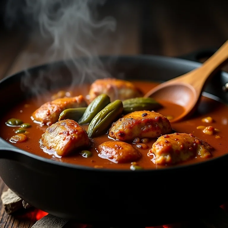 Frango com quiabo, um clássico da roça que aquece o coração.