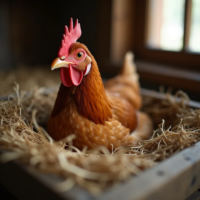 Galinha Sebright chocando seus ovos.