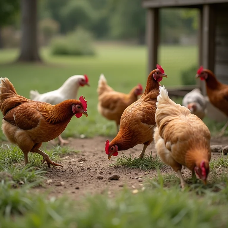 Galinhas ciscando livremente em espaço amplo