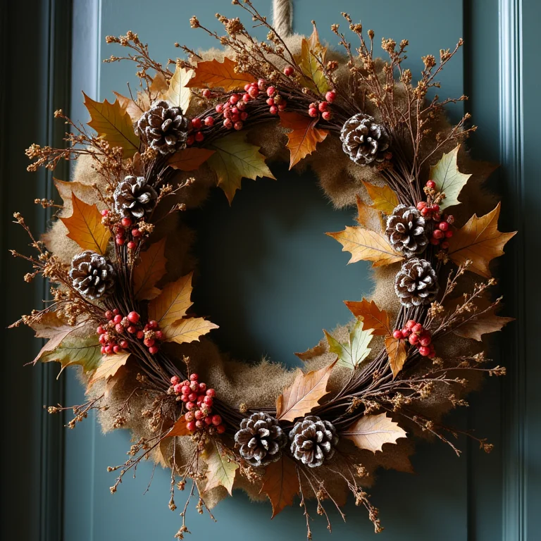 Guirlanda rústica com elementos naturais.