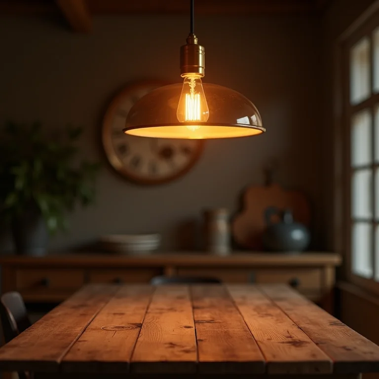 Iluminação aconchegante em sala de jantar de casa mineira.