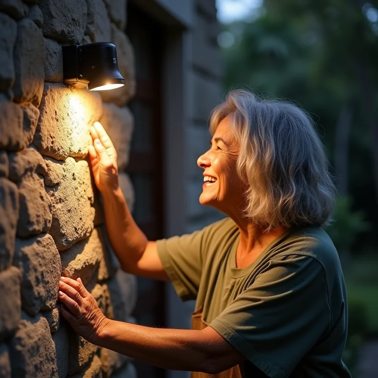 Iluminação artificial inadequada em fachada rústica