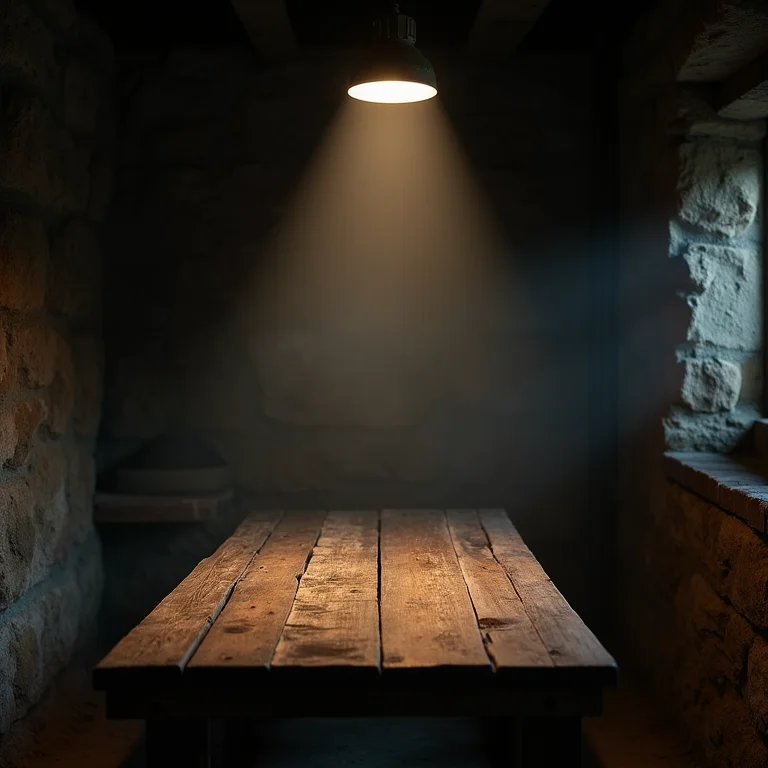 Iluminação inadequada em ambiente rústico.