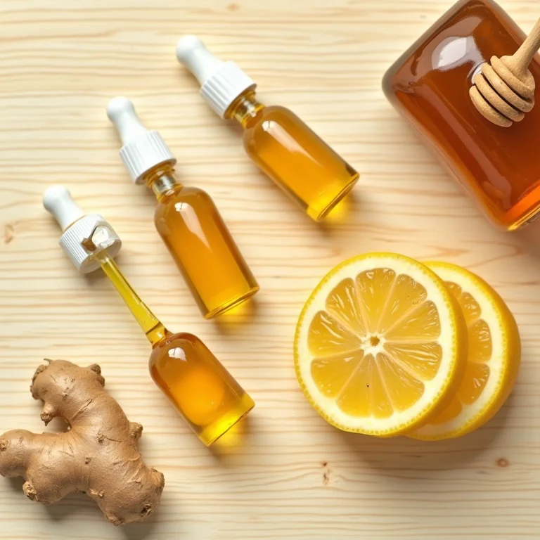 Ingredientes anti-inflamatórios naturais: Equinácea, gengibre, limão e mel.