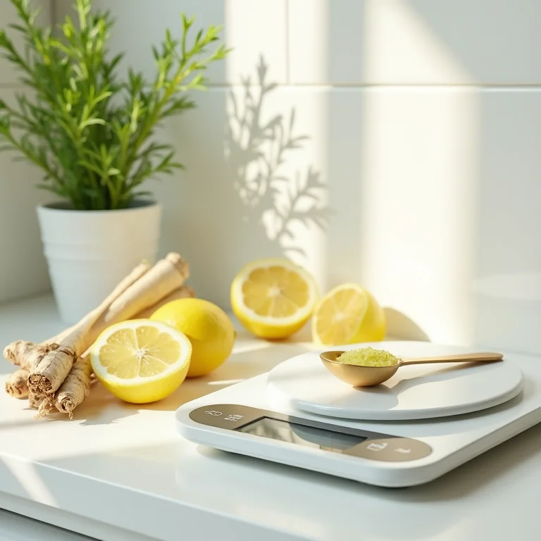 Ingredientes e utensílios para preparar chá de capim cidreira e gengibre para emagrecer