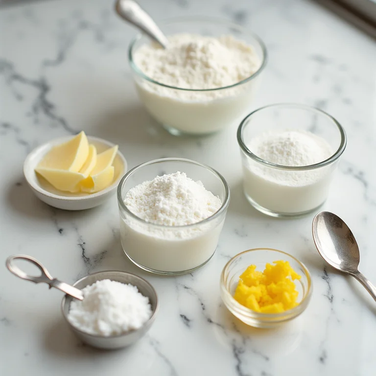 Ingredientes frescos para bolo de iogurte com limão