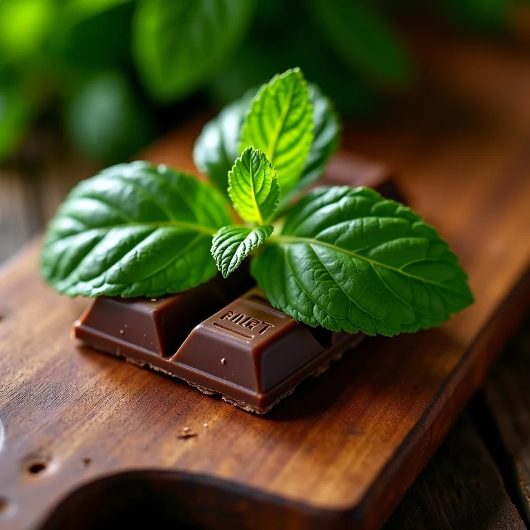 Ingredientes frescos para chá de menta com chocolate.