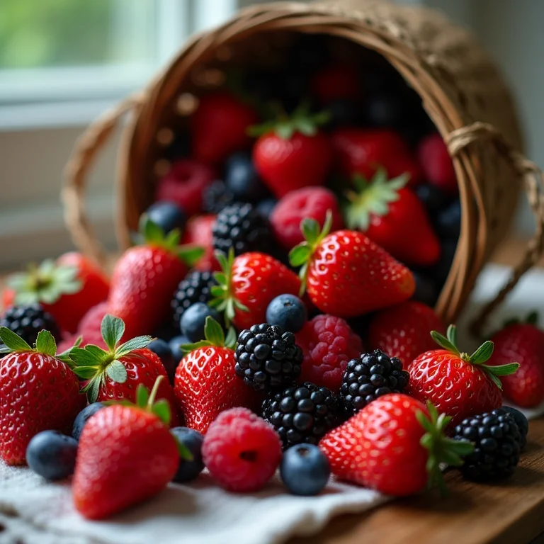Ingredientes frescos para geleia caseira de frutas vermelhas.