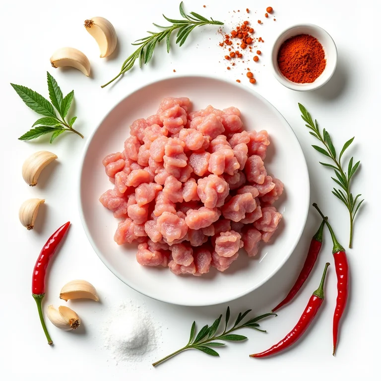 Ingredientes frescos para linguiça mineira