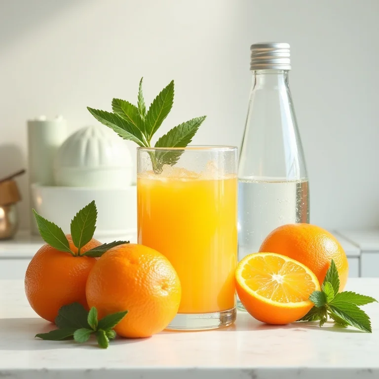 Ingredientes frescos para suco de laranja com hortelã