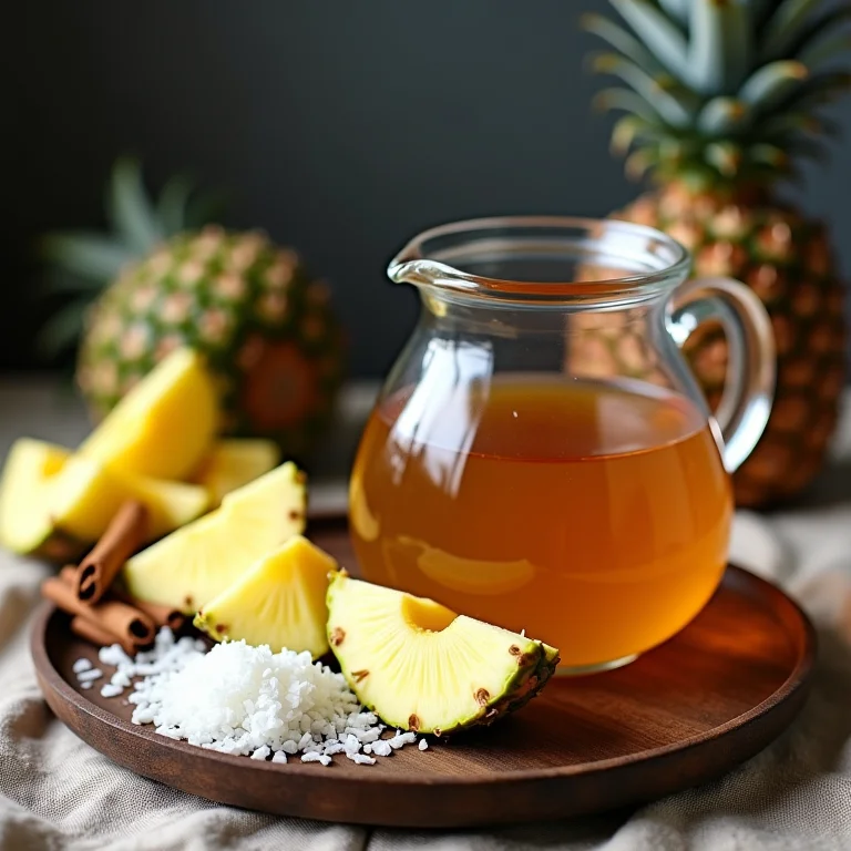 Ingredientes para chá de abacaxi com coco.