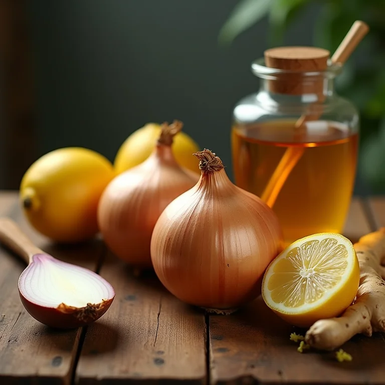 Ingredientes para fazer chá de cebola turbinado.