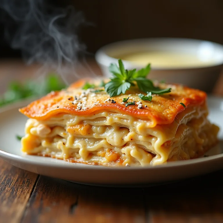 Lasanha de frango cremosa com molho bechamel