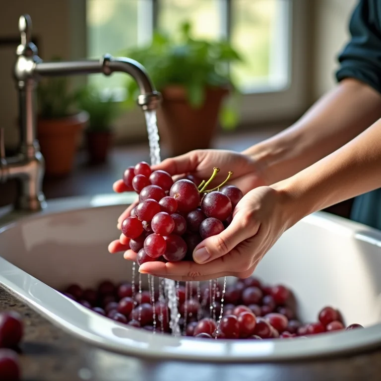 Lavando as uvas para a geleia caseira.