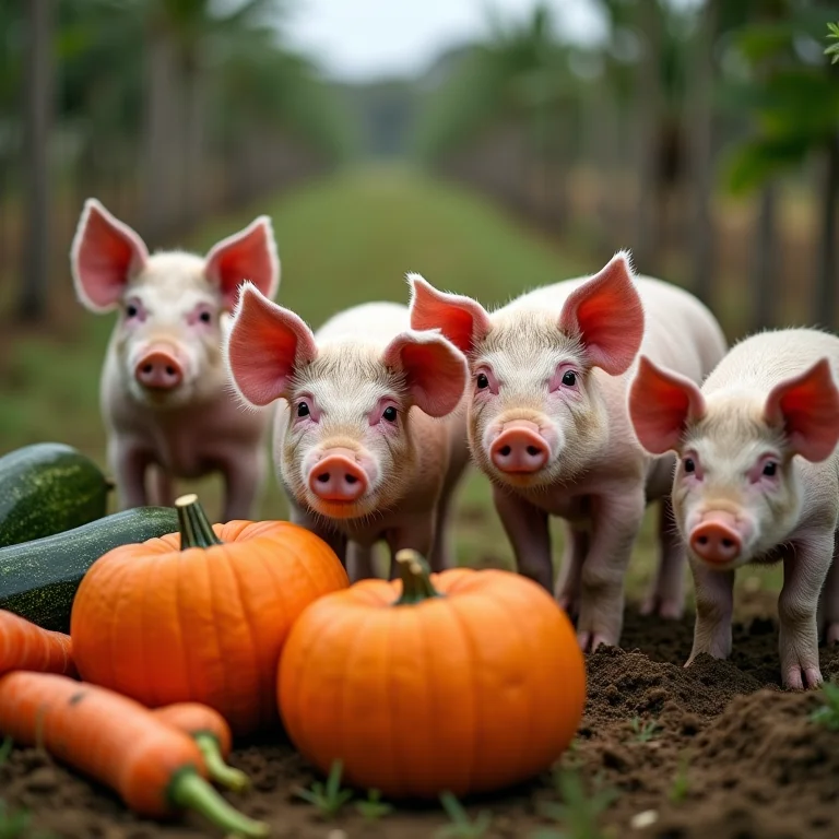 Legumes frescos como complemento na alimentação de porcos