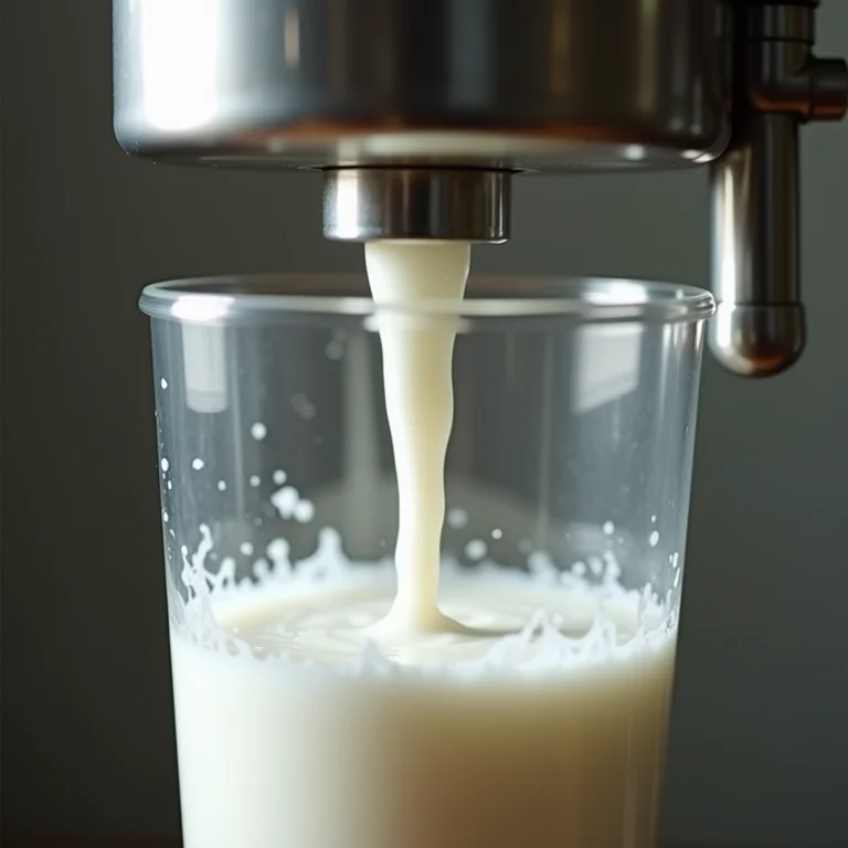 Leite de alta qualidade produzido por ordenhadeira mecânica.