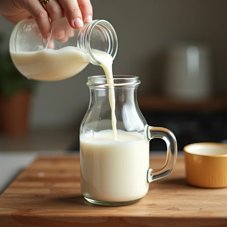 Leite fresco sendo usado para o pudim de mamão