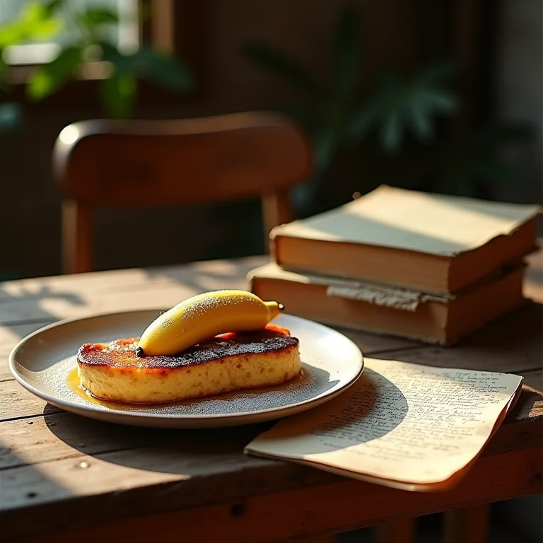 Livros antigos e receita de Banana Flambada.
